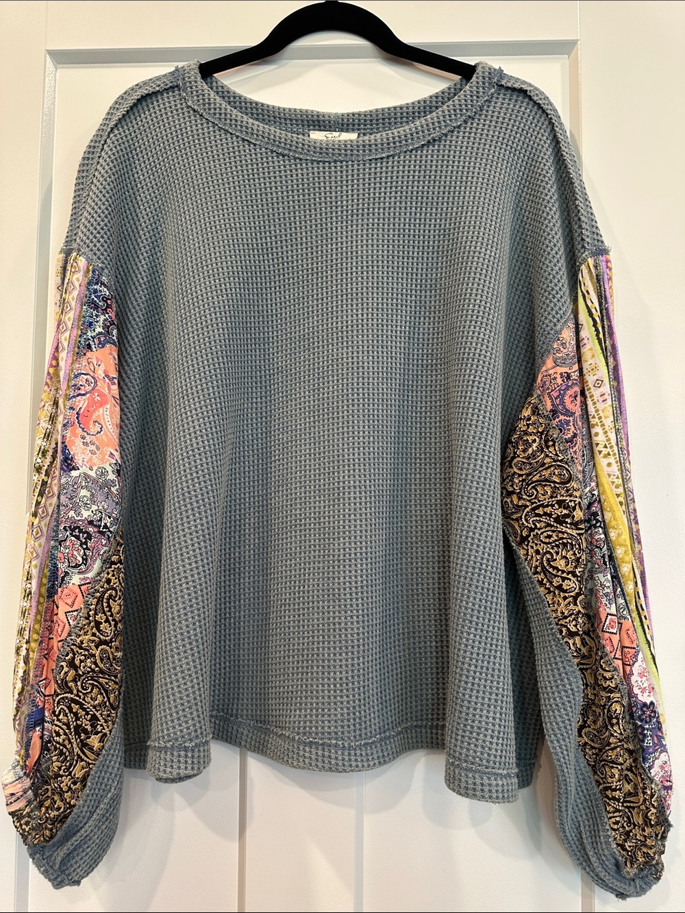 Easel Oversized Waffle Knit Top, Size Small